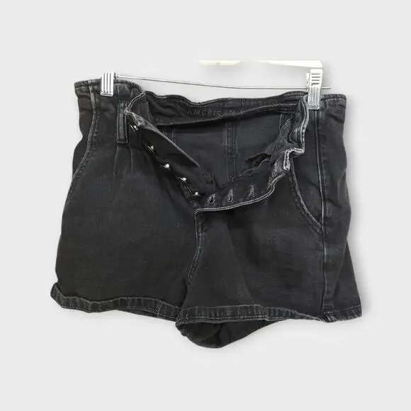 Womens American Eagle Mom Short Button Fly Black Shorts Size 0 - Picture 4 of 6